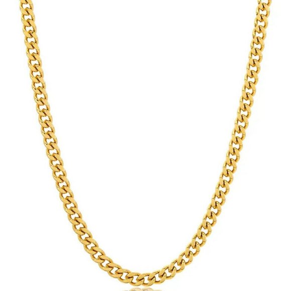 14K Gold Plated Sterling Vermeil 5mm Cuban Link Chain ADORNIA - Picture 2 of 2